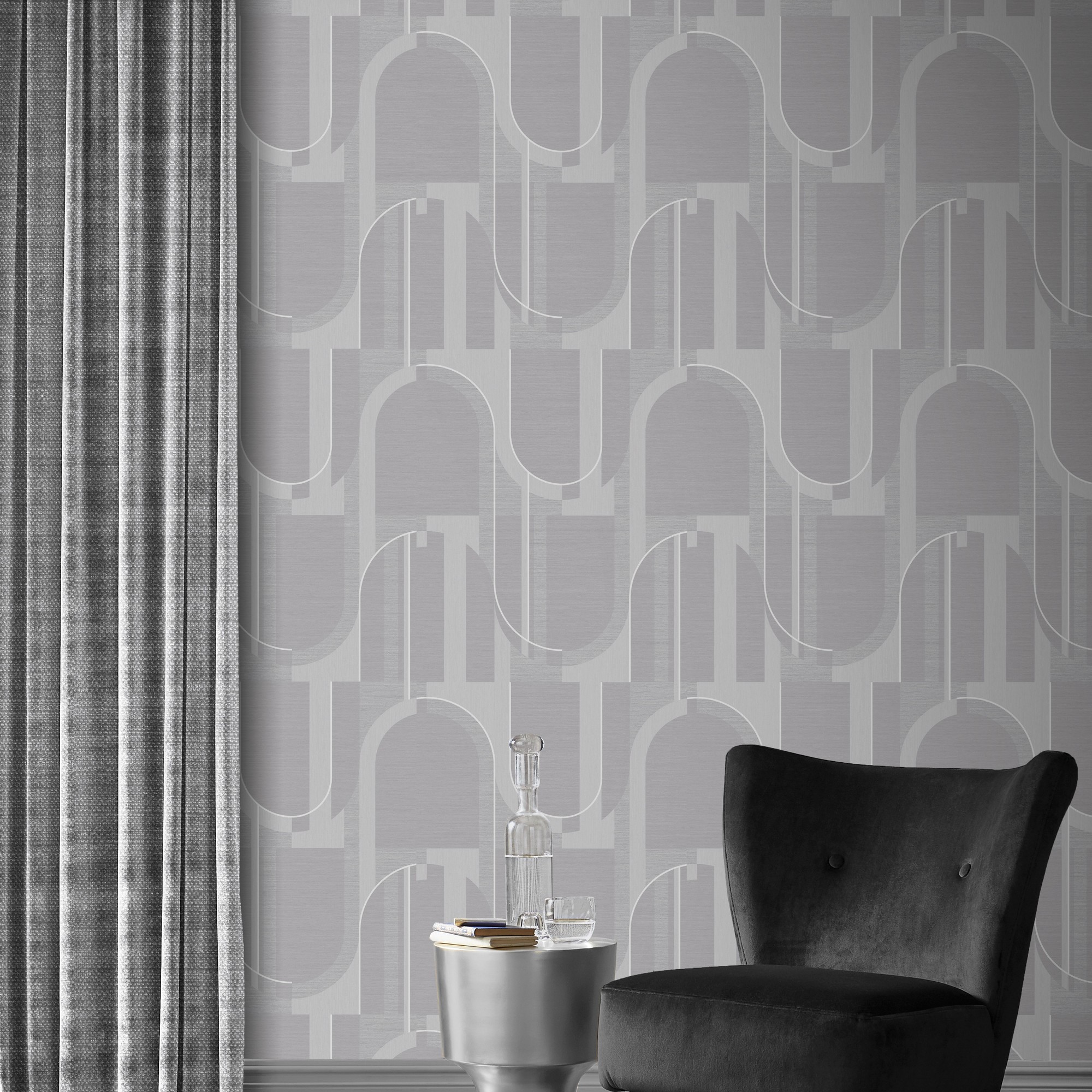 Marcia Geometric Wallpaper 118012 By Graham Brown In Grey